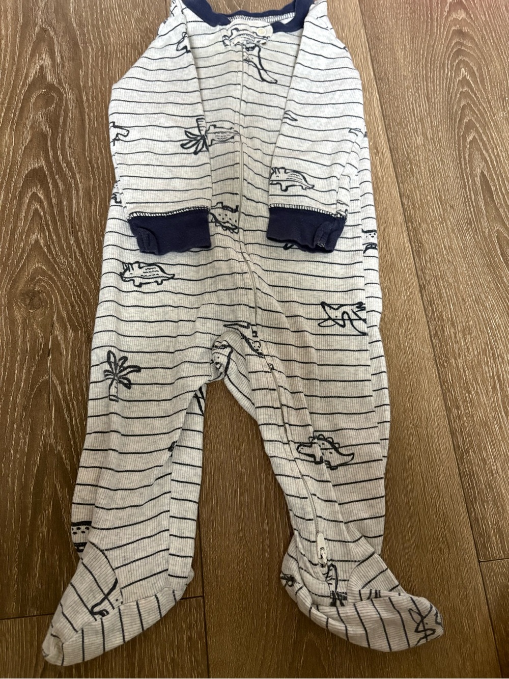 Carter's Navy & White Striped Footed One-Piece with Animal Prints